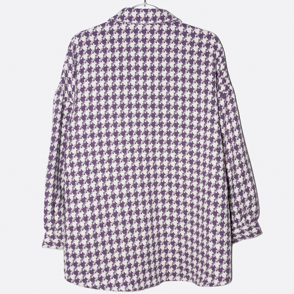 Nasty Gal Lavender Houndstooth Oversized Shacket Jacket Plus 1X XL - Picture 3 of 8
